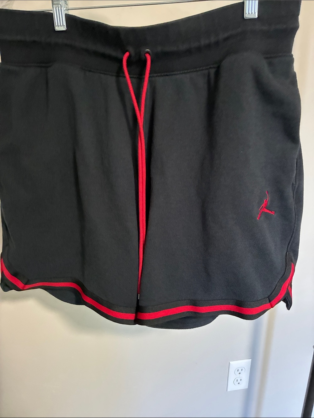 Jordan Men's Black Shorts with Red Trim